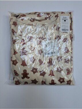 Kate Quinn Organic Cotton PJ'S Set Medium Pajamas Gingerbread Cookies Christmas